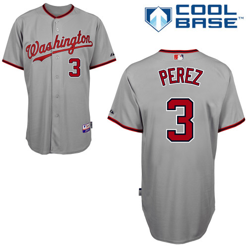 Eury Perez #3 Youth Baseball Jersey-Washington Nationals Authentic Road Gray Cool Base MLB Jersey